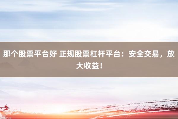 那个股票平台好 正规股票杠杆平台：安全交易，放大收益！