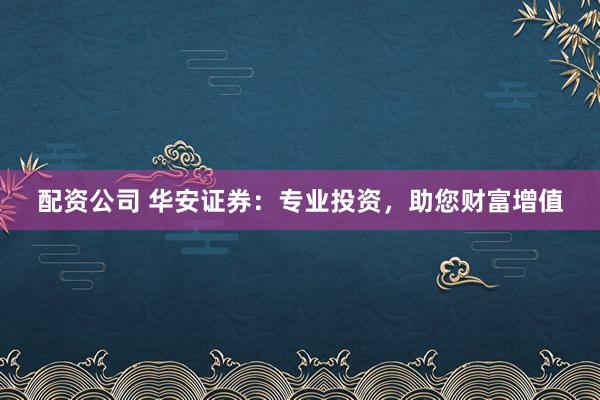 配资公司 华安证券：专业投资，助您财富增值