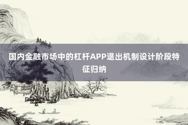 国内金融市场中的杠杆APP退出机制设计阶段特征归纳