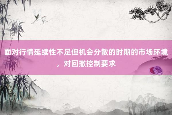 面对行情延续性不足但机会分散的时期的市场环境，对回撤控制要求